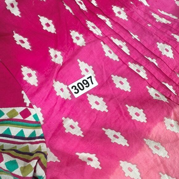 Velzera Tunic Top Womens Small Multicolor Geometric Bell Sleeve Pintuck Boho - Picture 8 of 8